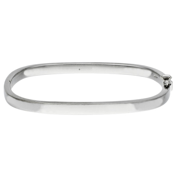 9ct White Gold Solid Rectangular Bangle