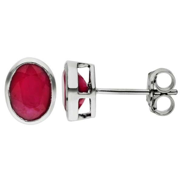9ct White Gold 1.70ct Oval Ruby Solitaire Stud Earrings