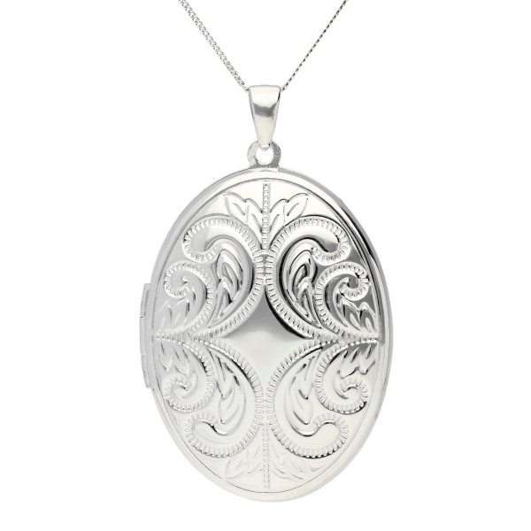 Silver Large Oval Detailed Locket