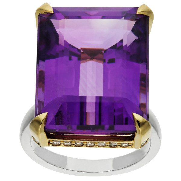 18ct Yellow, White Gold 7.75ct Amethyst Cocktail Ring