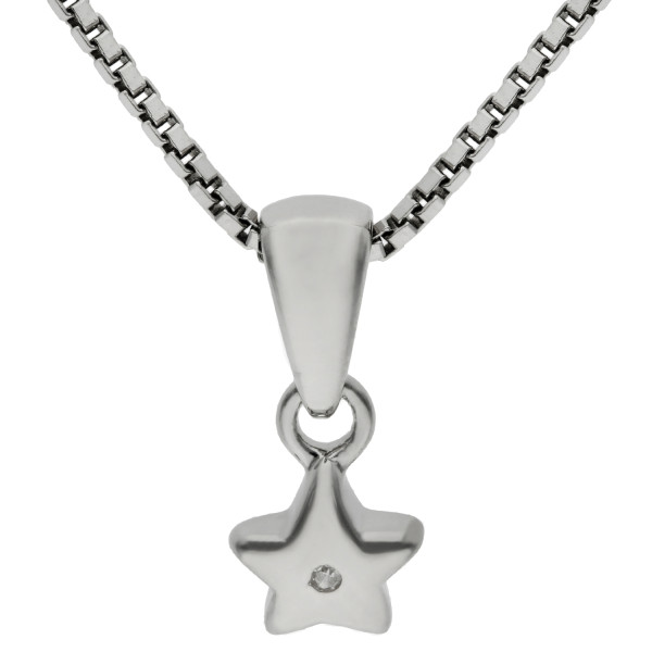 Sterling Silver & Diamond Children's Star Necklace