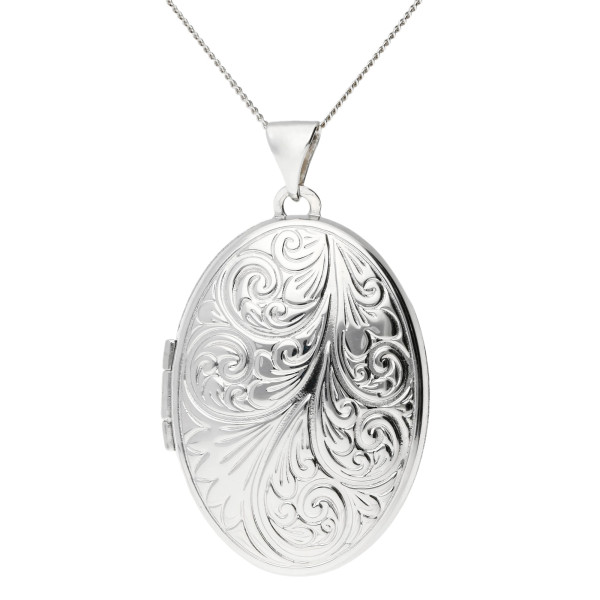 Sterling Silver 2.50cm Classic Oval Patterned Locket