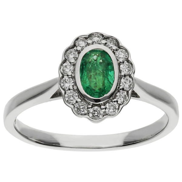 9ct White Gold 0.25ct Emerald Cocktail Ring