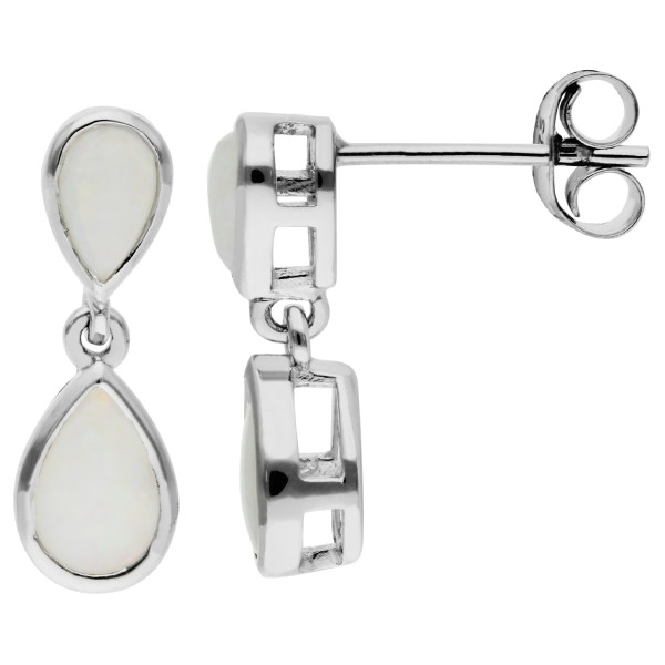 9ct White Gold 0.50ct Opal Drop Earrings