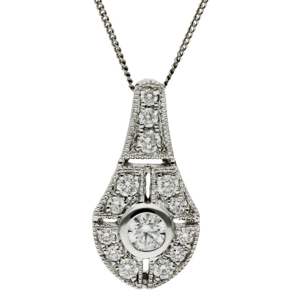 18ct White Gold Diamond Heirloom Pendant