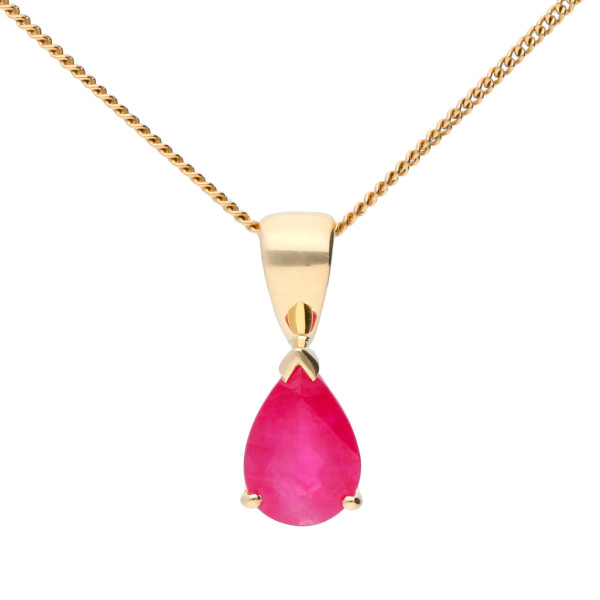 9ct Yellow Gold 0.85ct Pear Ruby Solitaire Pendant