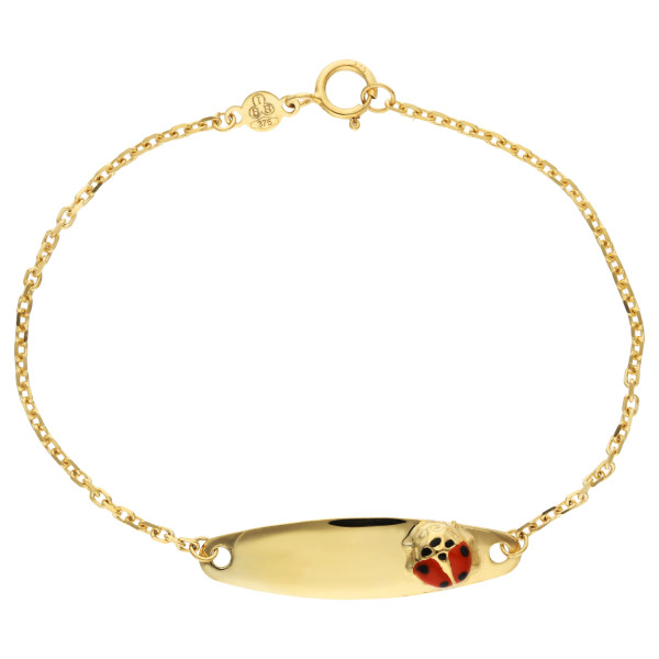 Children's 9ct Yellow Gold Ladybird ID Bracelet