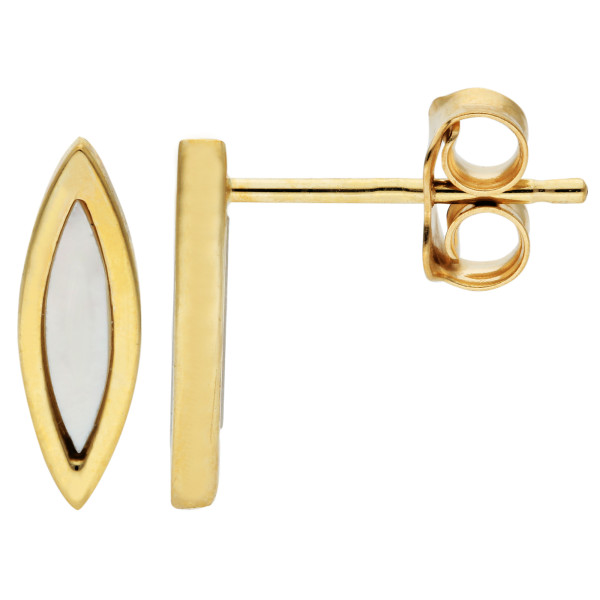 9ct Yellow Gold Mother Of Pearl Stud Earrings