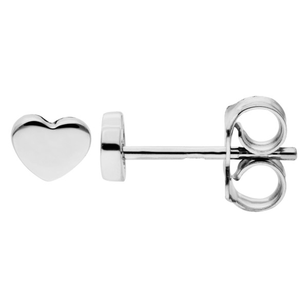 9ct White Gold Heart Stud Earrings
