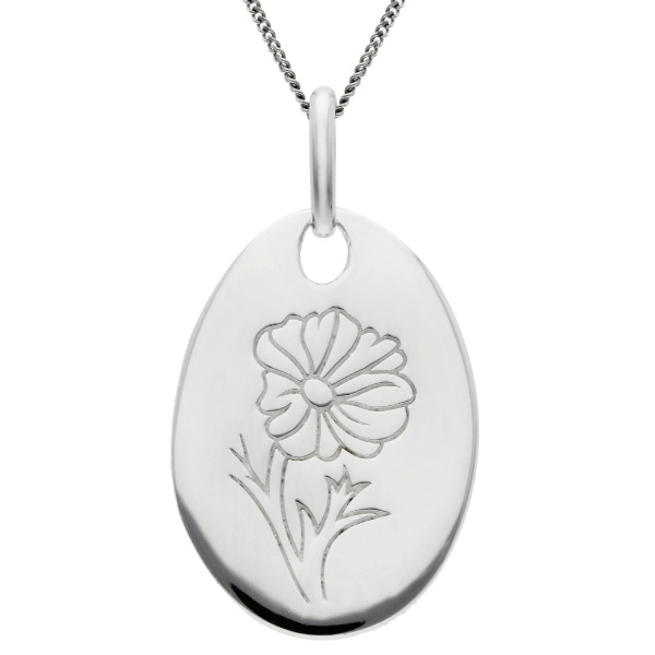Sterling Silver Birth Bloom Pendant Cosmos - October
