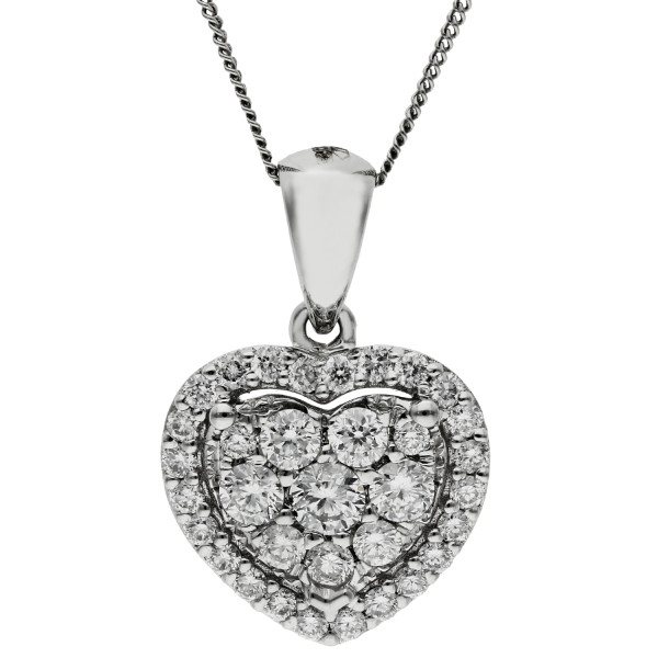 18ct White Gold 0.40ct Diamond Heart Pendant 