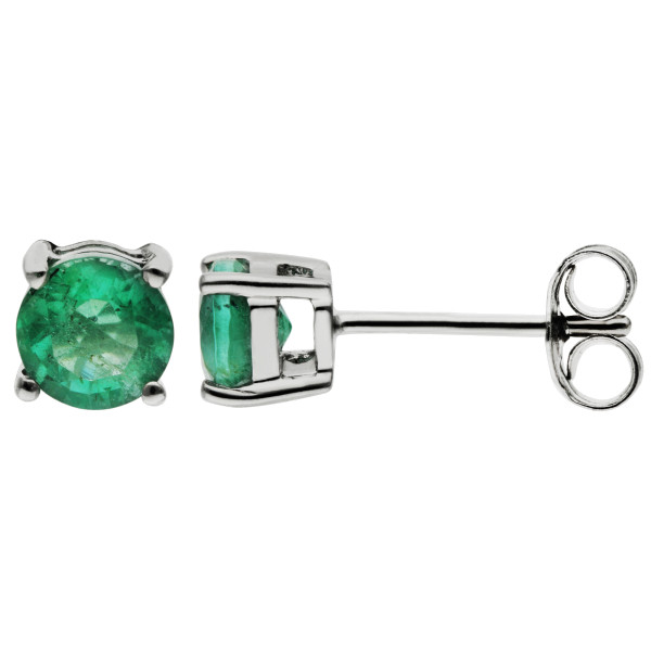 9ct White Gold 0.95ct Emerald Stud Earrings