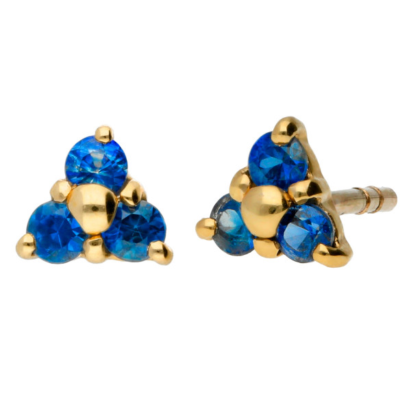 9ct Yellow Gold 0.24ct Tanzanite Trefoil Cluster Earrings