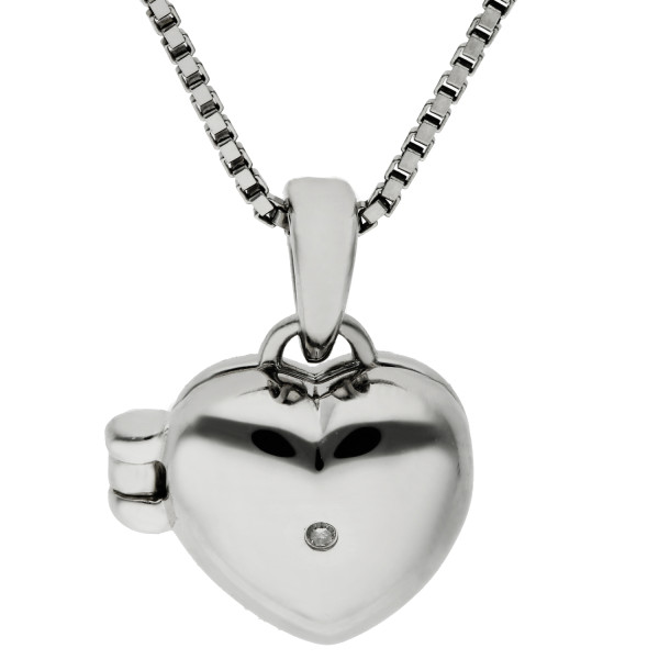 Sterling Silver & Diamond Children's Heart Locket Necklace
