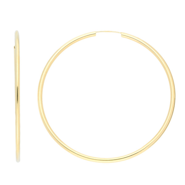 9ct Yellow Gold 60mm Fine Sleeper Hoop Earrings
