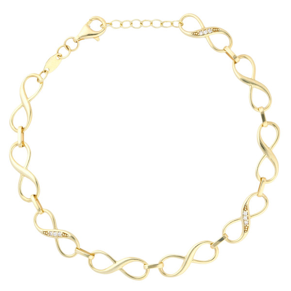  9ct Yellow Gold & Cubic Zirconia Infinity Bracelet