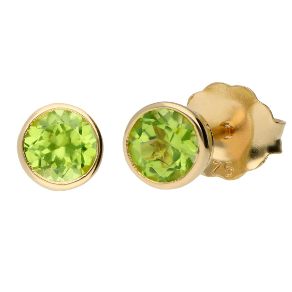 9ct Yellow Gold 4mm Peridot Solitaire Round Shape Stud Earrings 