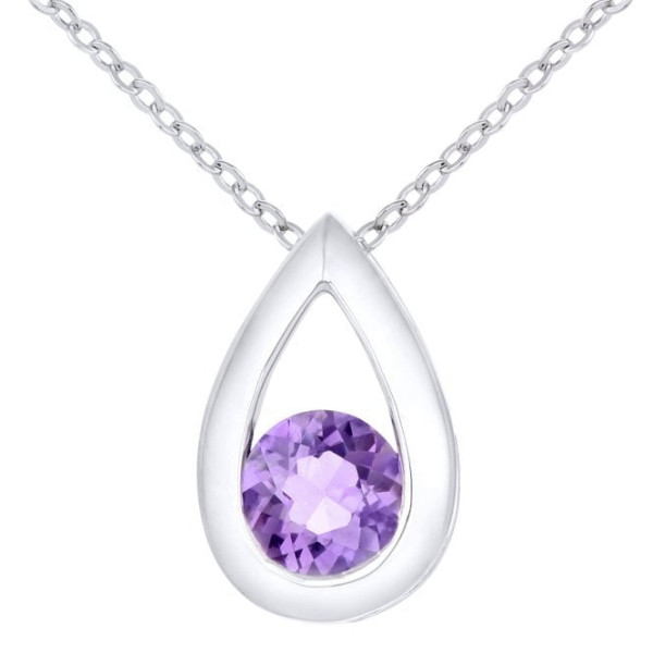 9ct White Gold 0.23ct Amethyst Pendant