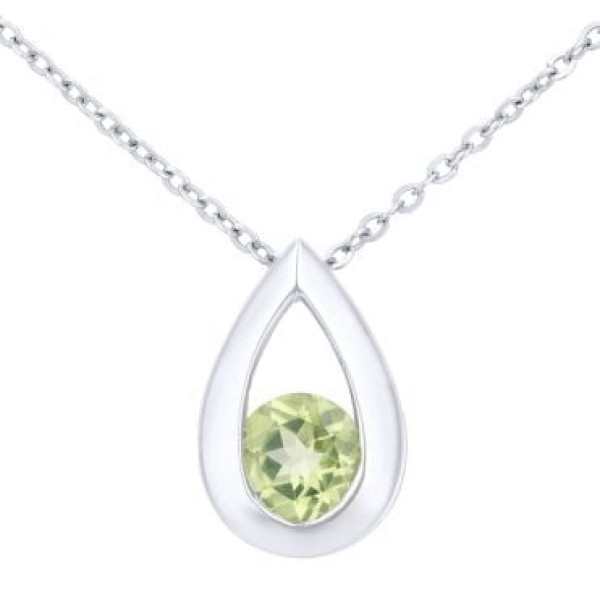 9ct White Gold 0.28ct Peridot Pendant