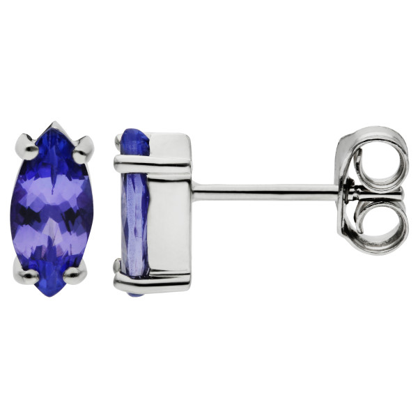 9ct White Gold & Marquise Tanzanite Stud Earrings