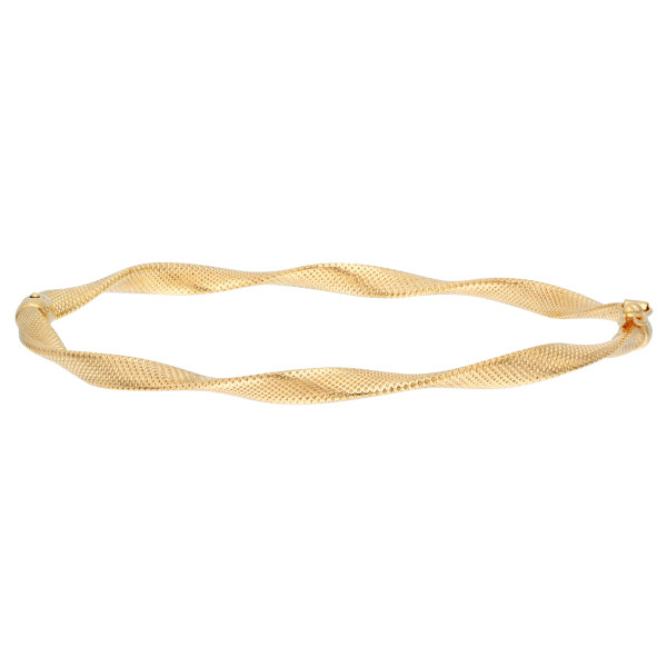 9ct Yellow Gold Textured Twisted Hinged Bangle