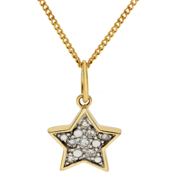 9ct Yellow Gold Diamond Cluster Star Pendant