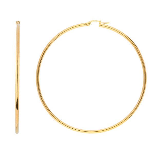 9ct Yellow Gold 63mm Large Tube Hoop Earrings