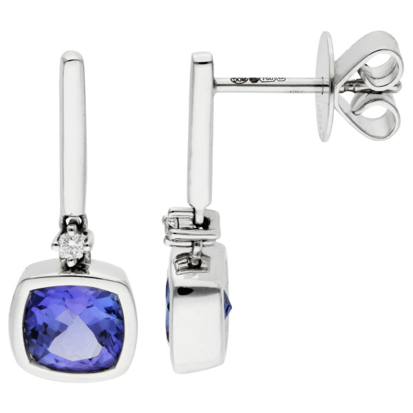 18ct White Gold Diamond & Tanzanite Earrings