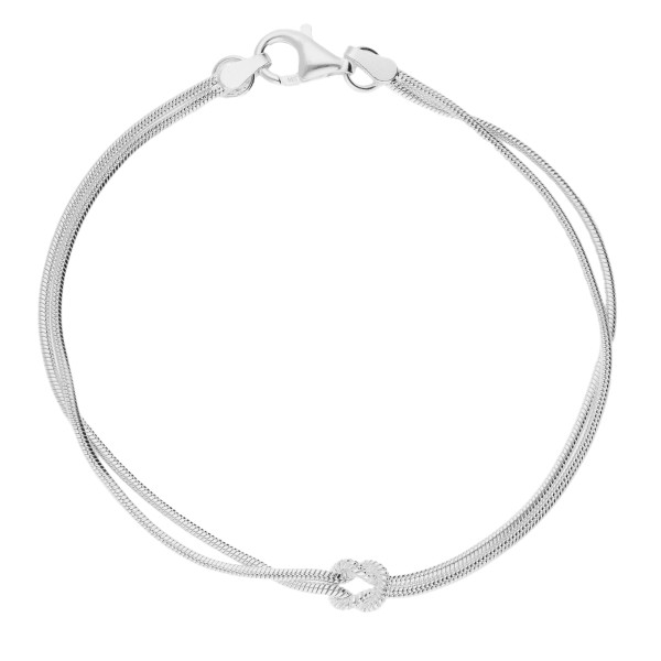 Sterling Silver Love Knot Snake Chain Bracelet
