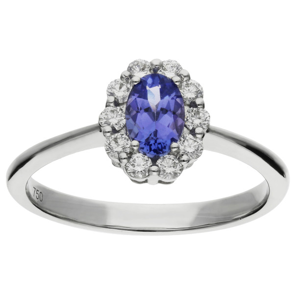 18ct White Gold 0.48ct Tanzanite Halo Ring