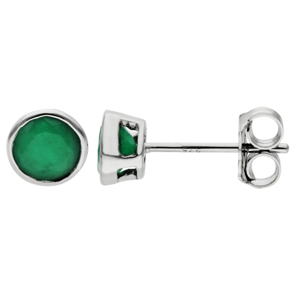 9ct White Gold 0.95ct Round Emerald Solitaire Stud Earrings