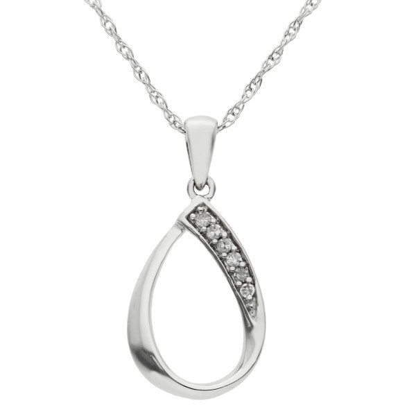 9ct White Gold Diamond Teardrop Pendant
