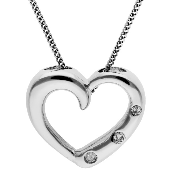 9ct White Gold & Diamond Heart Pendant