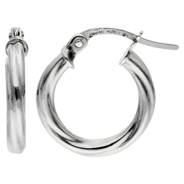 9ct White Gold Twisted Hoop Earrings