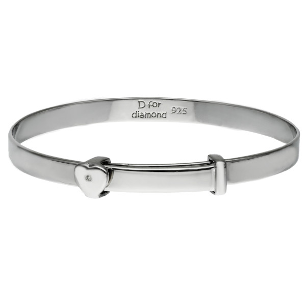 Sterling Silver & Diamond Children's Heart Bangle