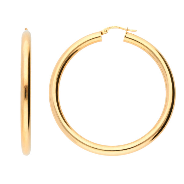 9ct Yellow Gold 46mm Tube Hoop Earrings
