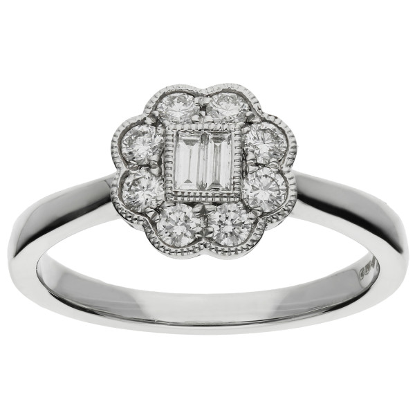 Platinum 0.42ct Diamond Cluster Ring
