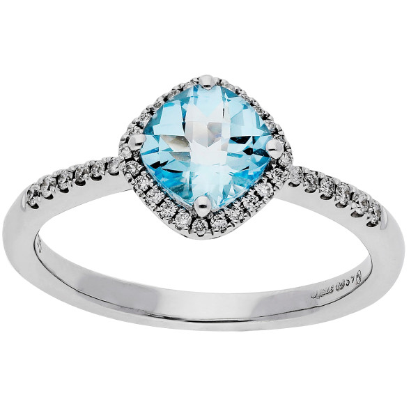 9ct White Gold 0.86ct Aquamarine Cocktail Ring