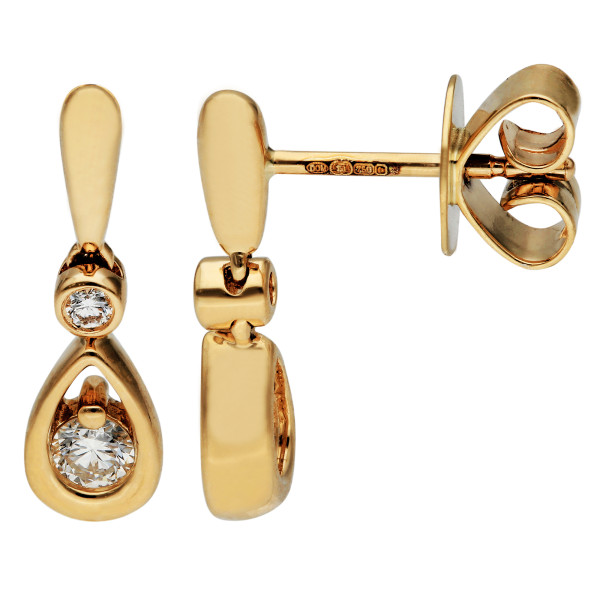 18ct Yellow Gold Diamond Drop Earrings