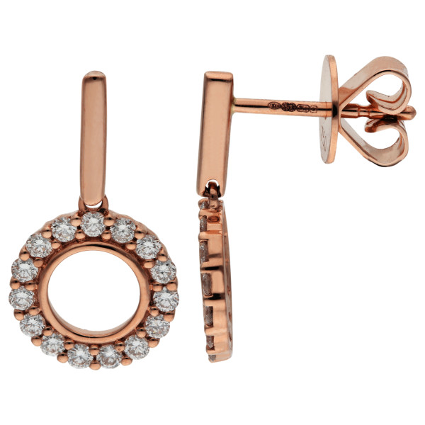 18ct Rose Gold & Diamond Circle Stud Earrings