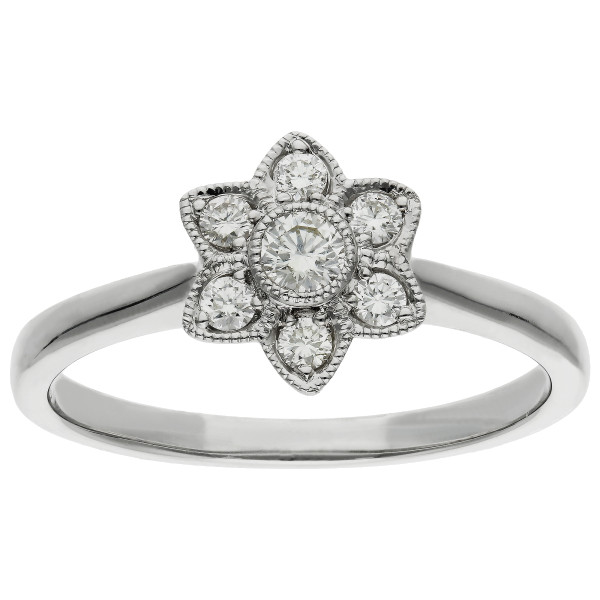 9ct White Gold 0.25ct Diamond Cluster Ring