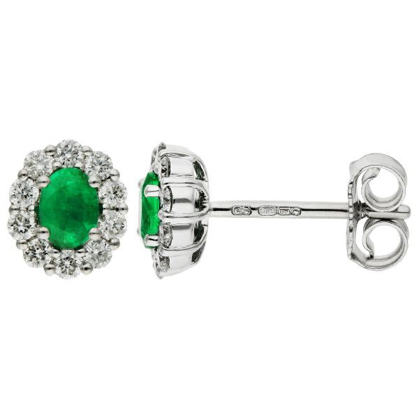 18ct White Gold 0.25ct Emerald Stud Earrings