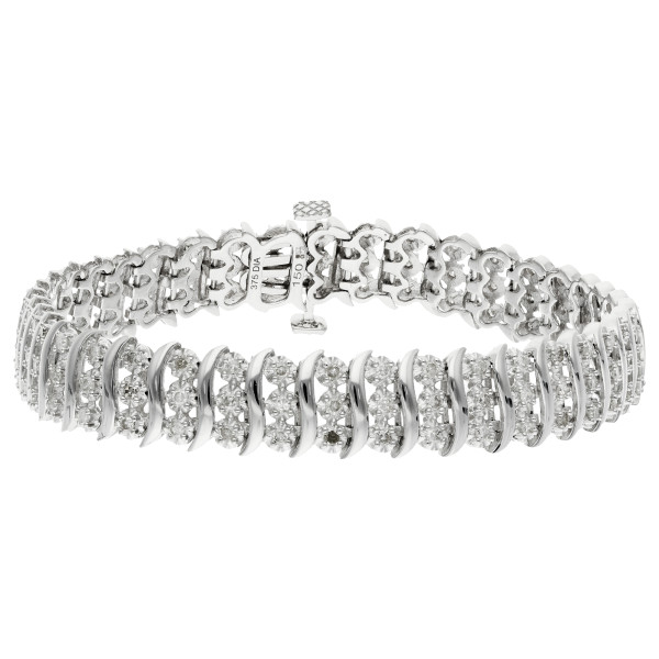 9ct White Gold Diamond Bracelet