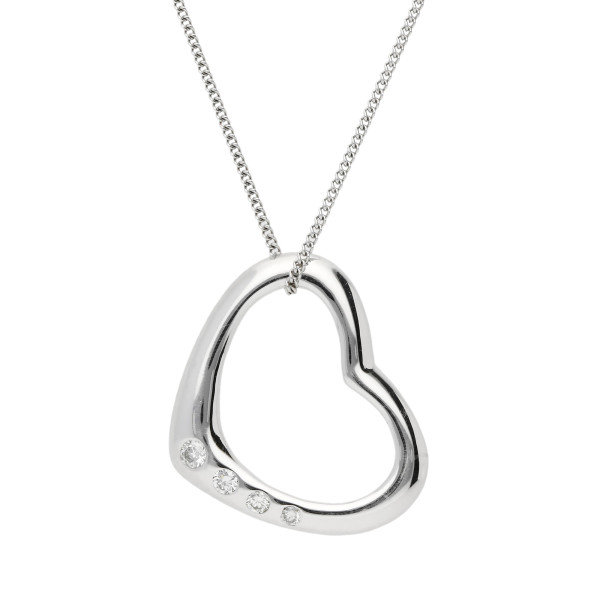 9ct White Gold Diamond Heart Pendant