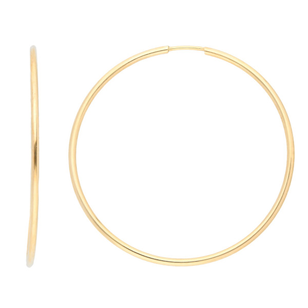 9ct Yellow Gold 40mm Fine Sleeper Hoop Earrings