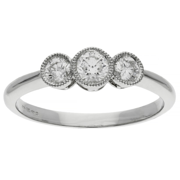 18ct White Gold 0.50ct Diamond Three Stone Ring