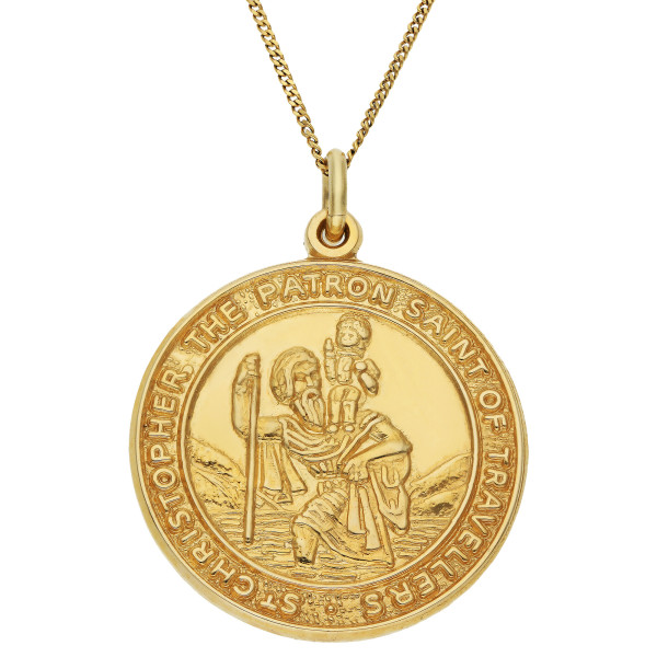 9ct Yellow Gold Large St Christopher Pendant