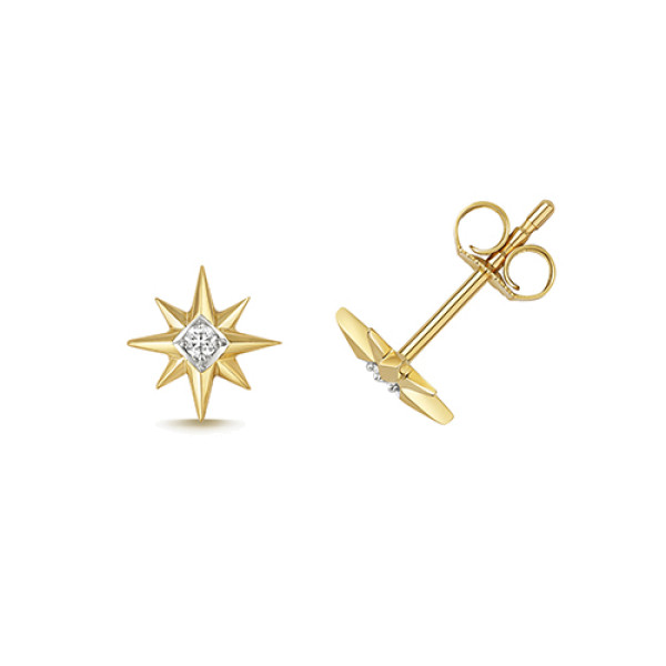 9ct Gold Diamond Stud Earrings