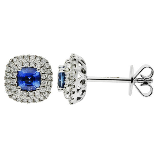 18ct White Gold Diamond & Sapphire Earrings
