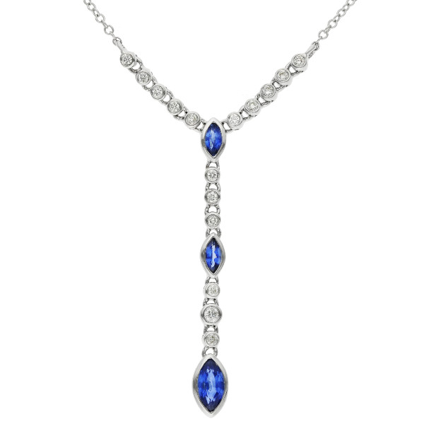 9ct White Gold Diamond & Sapphire Necklace